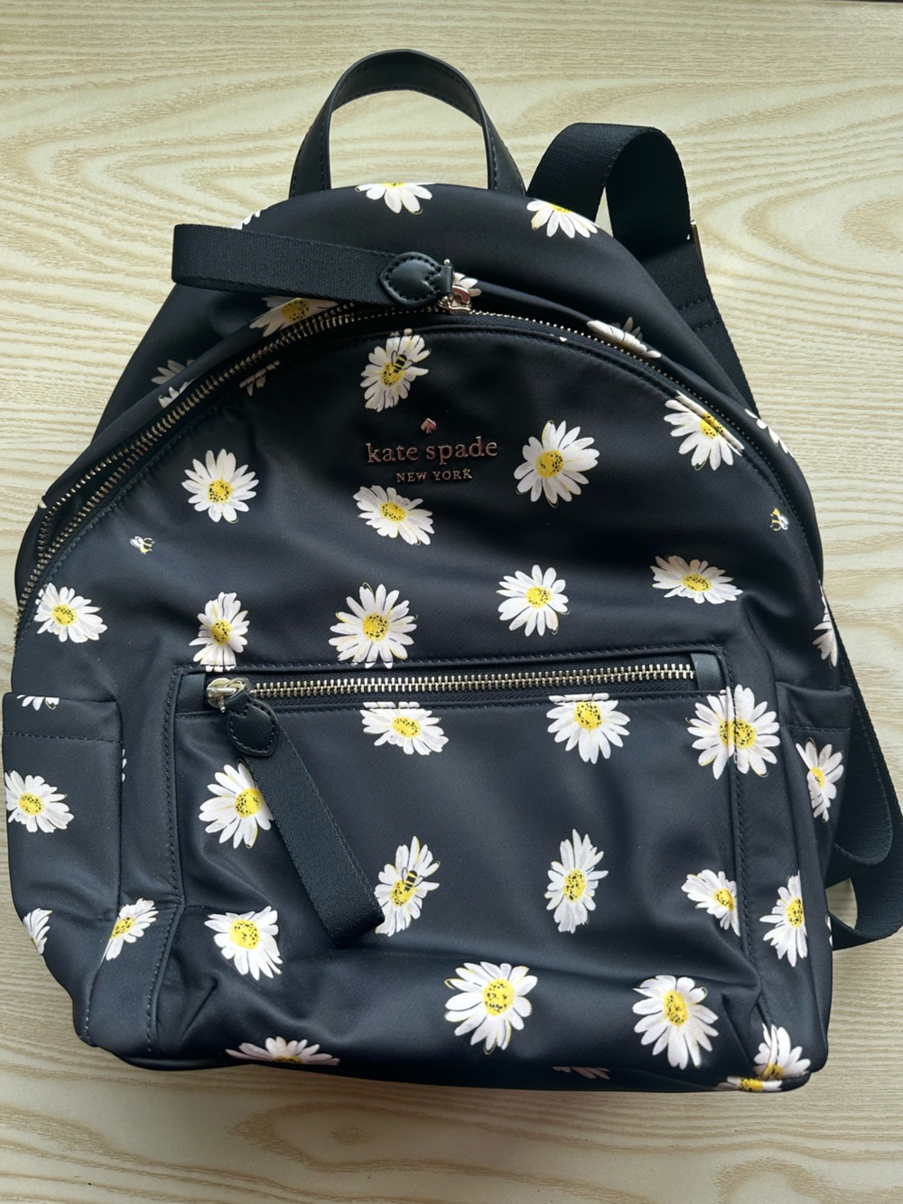 kate spade Black Daisy Print Backpack